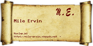 Mile Ervin névjegykártya
